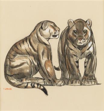 PAUL JOUVE. Two Tiger Cubs.